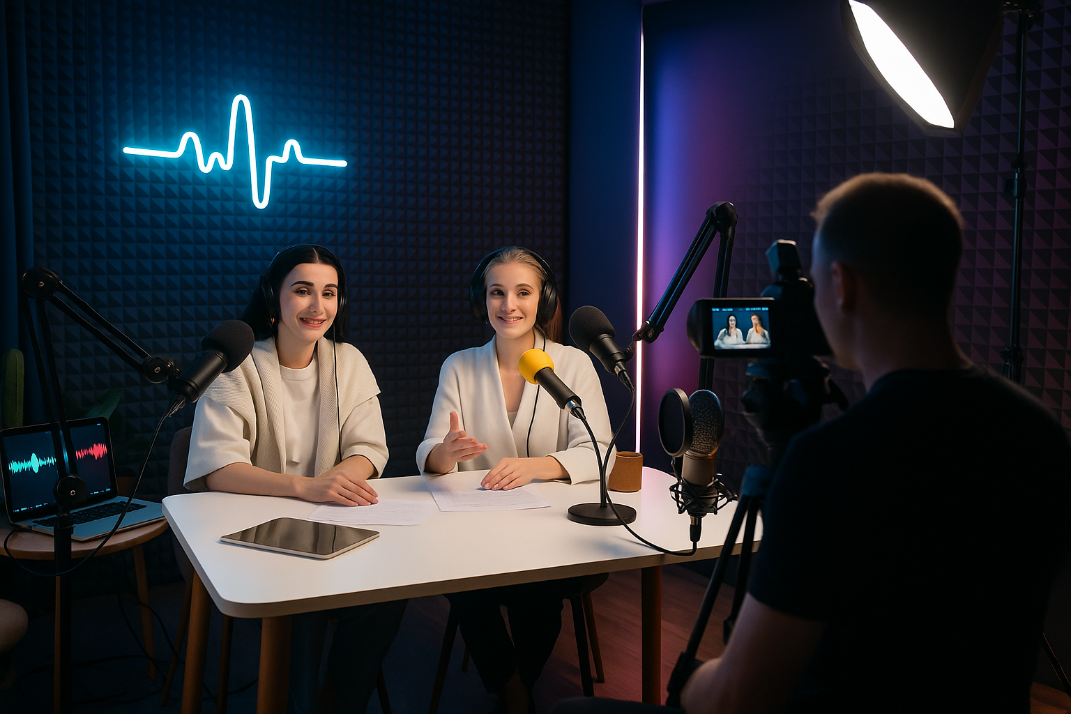dwie kobiety w studio nagrań